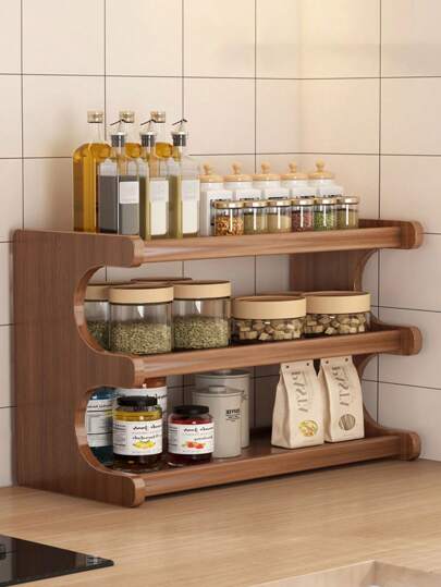 1pc Vintage Multi-Tier Kitchen Storage Rack, Solid Wood Material, New Chinese Style Multi-Purpose Shelf, High-End Dining Table Display Rack, Cup Holder, Living Room Storage And Organization, Suitable For Office, Living Room, Bedroom, Ideal Gift For Friends And Family, Room Decoration, Dining Table Decor