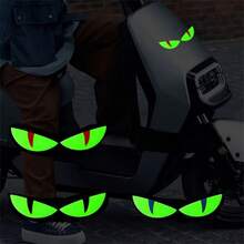 1 件摩托车/汽车反光贴纸，霓虹灯 3D 摩托车和恶魔猫眼形状反光贴花，适合驾驶 - 均碼 - 查看 6