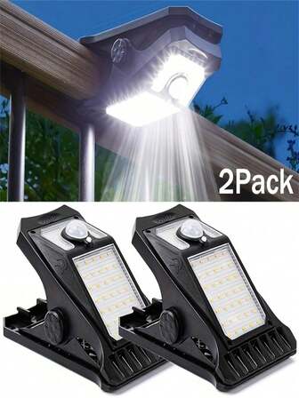 1pc/2pcs Solar Clip-On Light - Motion Sensor, USB & Solar Powered For Garden, Patio & Camping(USB Cable Not Included)(1500mAh)