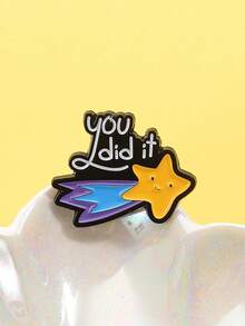 1PC Creative You Did It Star Enamel Pins Cartoon Funny Metal Brooches Positive Phrase Lapel Badge Clothing Backpack Accessories Gift - Multicolor - View 3