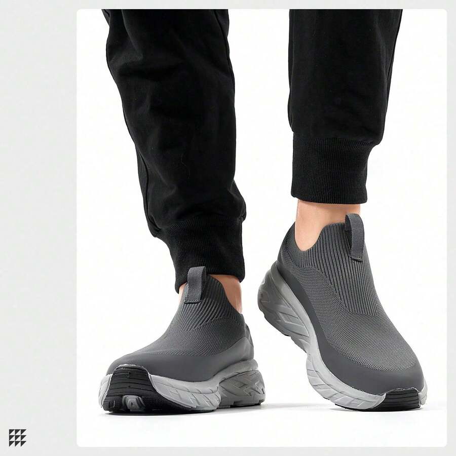 Men's Sneakers, Breathable Slip-On Shoes For Men - Dark Grey - View 1