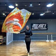 1Pc New Color Belly Dance Props Gradient Flag Colorful Gauze Scarf With Telescopic Stick Bellydance Stage Performance Accessories