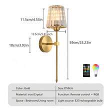 Modern Crystal Wall Lamps Home Decor Fixtures Minimalist Crystal Wall Sconces Decoration Fixtures Retro Crystal Wall Lights Luxury Home Decor 2000mAh RGB Colorful Stage Light Crystal Wall Lamps Black Gold For Living Room Bedroom Bedside Indoor Lighting Dining Room Hallway Lamp Aisle Coffee Shops Crystal Wall Lamps - Multicolor - View 13