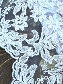 1 件田园欧式刺绣薄纱窗帘，浪漫轻薄 - 米色 - 查看 2