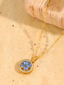 1 Piece Of Light Luxury Elegant Stainless Steel Rotatable Multi-Color Flower Pendant Necklace Elegant And Fashionable Representative Jewelry Suitable For Daily/Banquet/Party Wear Holiday For Girlfriend For Girlfriends