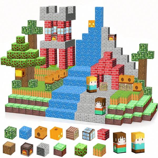 Blocos de Construção Magnéticos, um presente sensorial com cubos magnéticos, é um presente STEM aprimorado, projetado para ajudar crianças a desenvolver suas habilidades cognitivas.