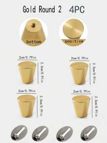 4pcs/1pc Aluminum Alloy Round Single Hole Pull Handle Screws, Free Golden Cabinet Drawer Wardrobe Door Knobs, Simple Black Furniture Hardware Pulls