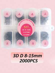 500/1000/2000 片预制睫毛簇，3D 预制睫毛簇，8-15mm 混合长度，D 卷度，预制喇叭形睫毛簇，薄底预制蓬松睫毛嫁接（0.07 D 8-15mm） - D - 查看 13