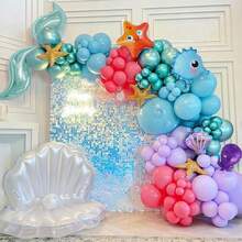 Deep Sea Animal Balloon Arch Set, Ocean Animal Foil Balloons With Blue Latex Balloons, Suitable For Ocean Theme Party, Birthday And Welcome Party Decoration