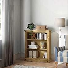 Corona Small Bookcase 3 Book Shelves Low Solid Mexican Pine Wood - as pic - View 6