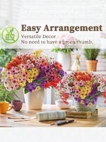 6 Bunches Of Artificial Flowers, Suitable For Indoor And Outdoor Garden, Porch, Window Sill, Home, Wedding, Farm Etc., Outdoor Fake Flowers, Non-Fading Plastic Flowers Lifelike Plants, Decoration For Hanging Flower Pots, Kitchen Home Vases (6 Colors), Birthday, Graduation, Mother's Day, Christmas Gift