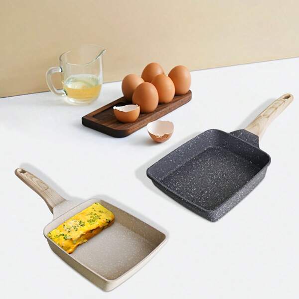1 Stück Japanische Tamagoyaki (Rollomelett) Pfanne, Aluminiumverbund-Boden mit Antihaftbeschichtung, rechteckige Bratpfanne, heizt sich schnell auf, leicht, strapazierfähig, einfach zu reinigen, hitzebeständig, unverzichtbares Küchengerät für das Kochen zuhause