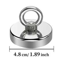 1 set 75mm (2,95 pollici) Magnete da pesca ultra resistente da 600 libbre + Corda di recupero da 10 metri con moschettoni, kit di salvataggio con magnete al neodimio super potente, adatto per pesca magnetica nei fiumi