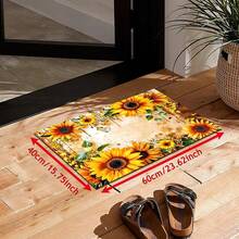 1pc Sunflower Pattern Area Rug, Living Room Floor Mat, Office Pad, Suitable For Drip Mat, Coffee Mat, Living Room, Bedroom, Bathroom, Kitchen, Home Decor, Indoor Decoration, Room Accessories - Yellow - View 4