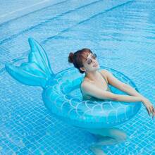 1 pezzo Anello da nuoto gonfiabile a forma di sirena, dispositivo galleggiante, zattera gonfiabile per piscina, letto galleggiante estivo, sedile galleggiante per l'acqua, galleggiante per piscina, adatto per feste in piscina, giochi in acqua, spiaggia, intrattenimento in vacanza, accessori per la decorazione della piscina, regalo di San Valentino