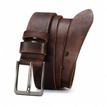 YOORAN Premium Top Grain Leather Vintage Men's Belt 1PC- Durable Genuine Leather With Unique Antique Design, Showcasing Style And Individuality.Adjustable Buttonholes, Suitable For A Variety Of Waist Circumferences - Brown - View 7