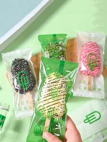 Matte Ice Cream Bar Packaging, Self-Made Popsicle Plastic Sealed Bag, Handmade Transparent And Fresh Green Ice Cream Packaging Bag, Suitable For Family Parties