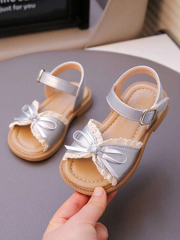 Toddler Girls Princess Style Sandals, New Summer Fashion Korean Soft Flat Anti-Slip Peep-Toe Shoes