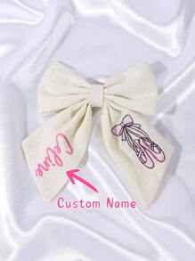 1 pieza Pinza de pelo con lazo bordado personalizado para niñas, lazos de pelo bordados con nombre personalizado, pinza de pelo con lazo de flor bordado, adecuado para decoración diaria del cabello, regalo para niñas, multifuncional, ornamental, grabado, letra, elegante, lindo, colorido, kawaii, adorable, casual, único, personalizado, regalos para bebés, lindos, familia, amigos, hija, hijo, ella, para el Día del Niño, vacaciones de primavera