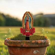 11.8"X5.5" Our Lady Of Guadalupe Outdoor Art Metal Statue, Religious Portrait Decor For Planters And Landscaping, Perfect Holiday Or Birthday Gift