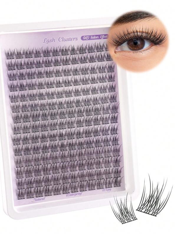 168 pièces Faux-cils D-Curl faciles DIY - adhésifs, réutilisables, style coréen et japonais, look chat/naturel, sans colle nécessaire, longueur