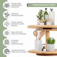 2Tier Lazy Susan Organizer Bamboo Wooden Lazy Susan 360 Double Rotating Turntable For Cabinet And Dining Table - bamboo - View 3