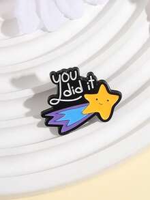 1PC Creative You Did It Star Enamel Pins Cartoon Funny Metal Brooches Positive Phrase Lapel Badge Clothing Backpack Accessories Gift - Multicolor - View 4