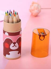 12 pezzi Piccola matita da disegno e colorare a 12 colori, set di piccole matite colorate a tema orsetti, colori casuali, adatto per il ritorno a scuola