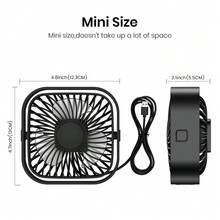 TOPK 个人台扇，3 速 4 英寸小型 USB 便携式风扇，USB 插入式迷你冷却风扇，360° 可旋转静音台式风扇，适用于家庭办公室卧室宿舍室内室外夏季礼物 - 彩色 - 查看 4