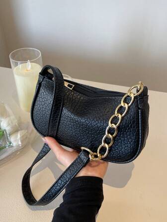 Sac à épaule en PU avec texture de pierre, style classique mode. Sac sous le bras chic, sac à main polyvalent pour femme, petit sac fourre-tout convenant pour le travail, le shopping, les déplacements, les vacances, en cadeau.