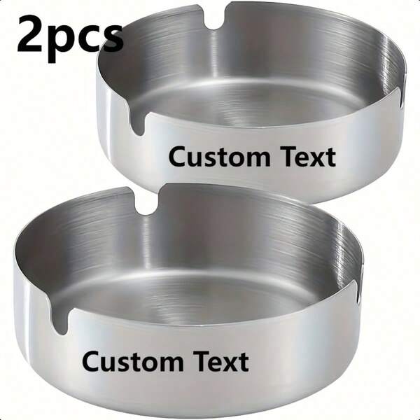 Cendriers en acier inoxydable personnalisés gravés avec texte, nom, numéro de téléphone, nom de l'entreprise - petit cadeau publicitaire, cendriers portables en argent gravés pour bars, cérémonies de remise des diplômes, fêtes, cadeaux créatifs et personnalisation promotionnelle, cadeau idéal pour papa, grand-père, mari, père, petit ami, impression graphique
