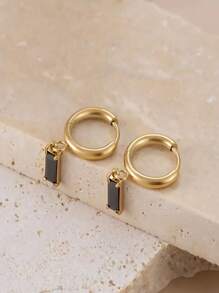 Unisex Stainless Steel Claw Micro-Pave Cubic Zirconia Earrings, Niche Design, Fashion, Hypoallergenic, Titanium Steel Earrings, Suitable For Daily Wear