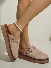 Damen Frühling Neue Runde Zehenkappe Dicke Sohle Bequeme Slip-On, Weiche Sohle Wasserdicht Lässig Mode Pantoletten Weihnachtsgeschenke