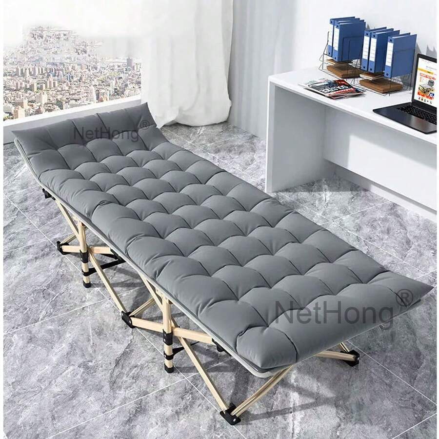 NetHong Single Folding Bed And Mattress; Heavy-Duty Portable Double Bed Suitable For Office, Balcony, Patio, Outdoor, Bedroom; Folding Nap Chair (UK).