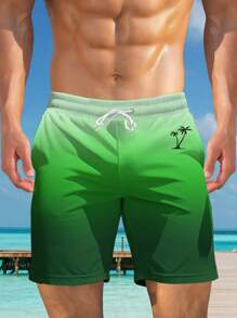 Shorts informales de playa para hombres con estampado 3D de estilo hawaiano - Secado rápido, cintura con cordón, perfectos para salidas de verano