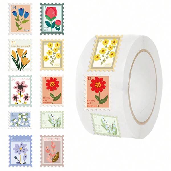 Adesivos de primavera com 500 unidades, adesivos florais, adesivos de plantas, adesivos estéticos, adesivos de vinil à prova d'água, adesivos estéticos para laptop, adesivos de skate, adesivos para garrafas d'água, adesivos para caderno, material escolar, volta às aulas