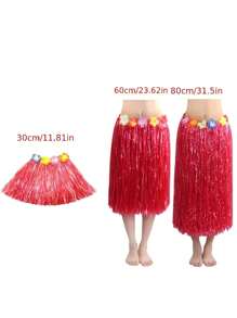 Saia de grama para festa havaiana tropical vibrante de 30 a 60 cm - Fantasia de hula de grama colorida com detalhes florais, perfeita para festas de aniversário e eventos à fantasia - Plástico durável, sem necessidade de energia, decoração divertida para festa havaiana de Halloween