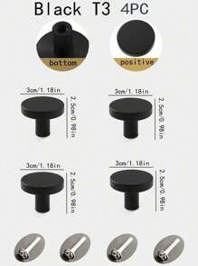 4pcs/1pc Aluminum Alloy Round Single Hole Pull Handle Screws, Free Golden Cabinet Drawer Wardrobe Door Knobs, Simple Black Furniture Hardware Pulls