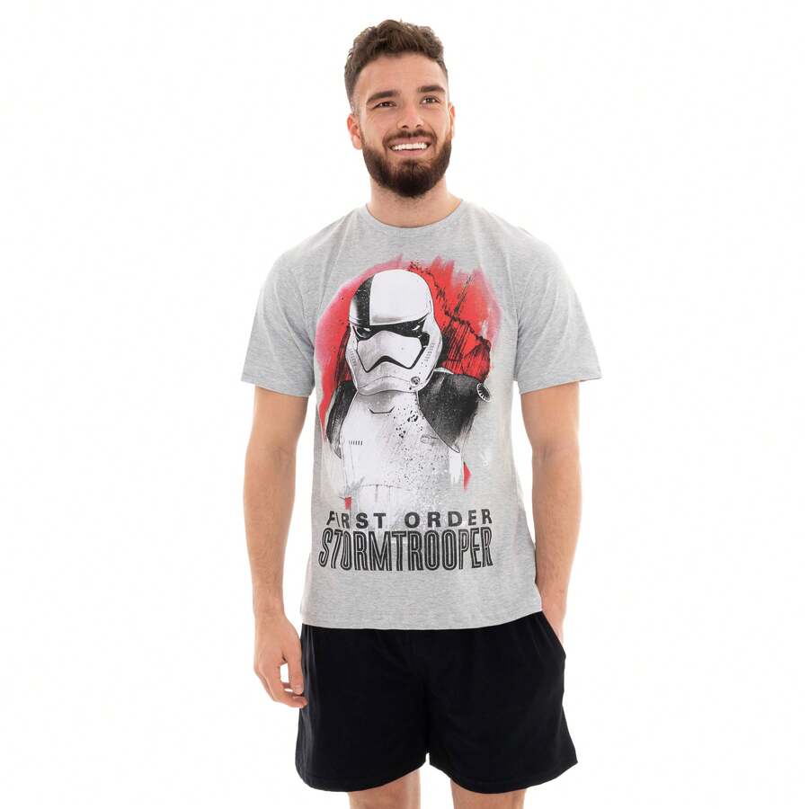 Star Wars Pyjamas | Mens Stormtrooper Pyjamas | Short Sleeve Mens Pyjamas Set | Cotton Men's Nightwear | Official Merchandise - Grey - View 1