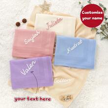 1pc Customizable Handmade Embroidered Name Kid's Knit Blanket, Casual, Suitable For All Seasons - Multicolor - View 8