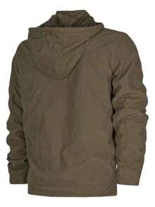 Men's Twill Jacket With Removable Lined Hood - Army Green - View 4