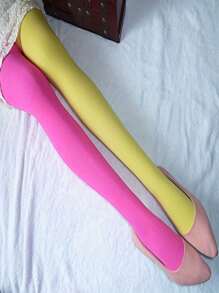 1 Pair Dual Color Pantyhose For Women, Sculpting, Slimming Leggings, Striped Tights, Sexy European Style