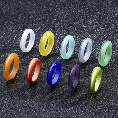 Anillo hecho a mano con piedra preciosa de ojo de gato verde - natural y exquisito, joyería ideal para mujer, tallas del 6 al 9.5 y 10.5