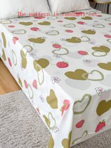 1 pièce Drap plat à motif de cœur, de fraise et de fleur, léger et respirant, doux et agréable pour la peau