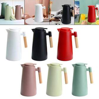 1升北欧真空保温瓶双层玻璃内胆热水壶木柄大容量家用咖啡壶饮具返校