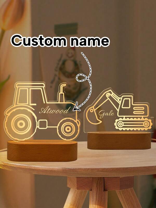 LICVIC 1pc Personalised Name Tractor Night Light, Custom Nursery Decor, Customized Kids Gift, Customizable Night Light, Children's Night Light, Digger Light, Tractor Light, Birthday Gift, Children's Day Gifts, Easter Gifts For Boy, For Him/Her, Baby, Toddler, Kids, Children, Family, Friends, Son, Daughter,Multi-Functional,Ornamental,Letter,Stylish,Modern,Colorful,Cute,Adorable,Casual,Custom,Personalised,Unique,Customized,Ideal Gifts For Him,Ideal Gifts For Her Back To School