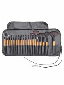 Set de 24 piezas de brochas de maquillaje profesionales, set de brochas de maquillaje de color madera natural con soporte, herramientas de belleza cosméticas, set de brochas, kit de maquillaje, set de brochas de maquillaje, kit de maquillaje completo, set de brochas, set de brochas de maquillaje, set de regalo de maquillaje - Negro - Ver 10