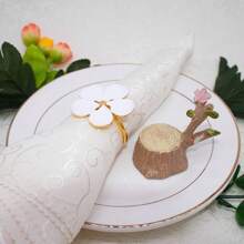 Elegant White Flower Napkin Rings Set Of 2, Floral Gold Napkin Holders For Daily Table Parties,Birthday Parties,Weddings, New Year's, Christmas, Thanksgiving, Valentine's Day, Ornaments