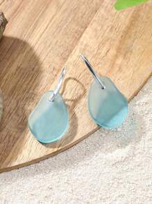 1 Pair Ocean Style Glass Water Drop Earrings, Hawaiian Theme Jewelry Suitable For Women Vacation Casual Wear, Gift