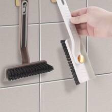 Multifunctional Rotating Hard Bristle Tile & Crevice Cleaning Brush, 2-In-1 Bathroom Tile, Window, Wall, Floor Scrub Brush